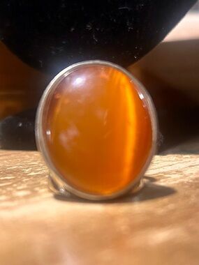 Gold-tone Orange Oval Ring - costume jewelry